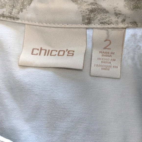 Chico's Silver Foil Ombre Women's Jean Jacket - Picture 8 of 9